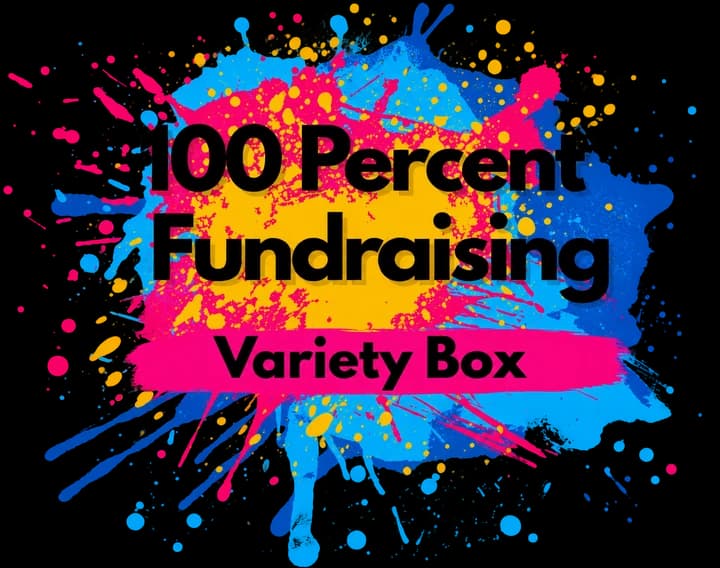 100 Percent Fundraising Variety Box label